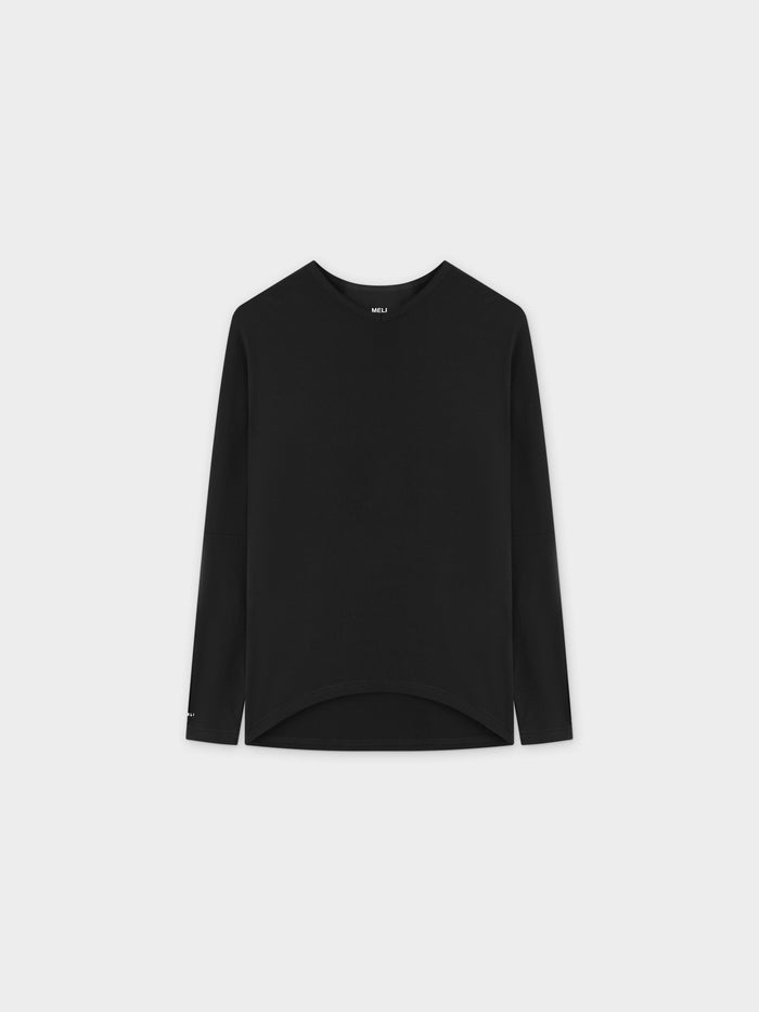RIB DOLMAN V TEE-BLACK