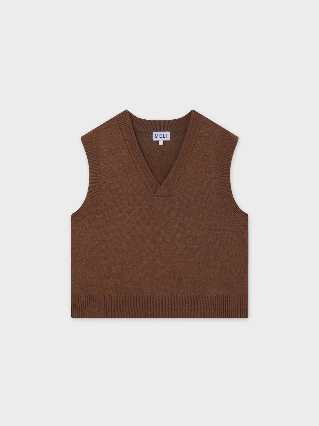 V-Neck Knit Vest-Chestnut