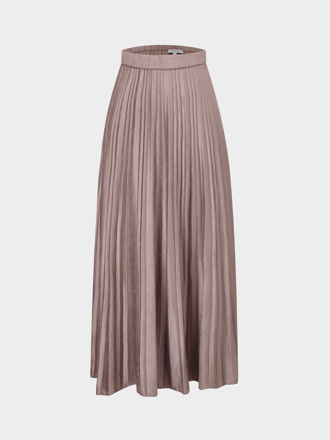 Pleated Suede Skirt 37&quot;-Taupe