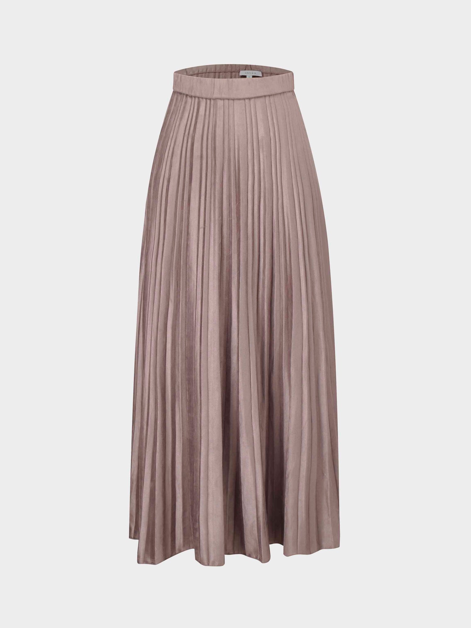 Pleated Faux Suede Skirt 37&quot;-Taupe