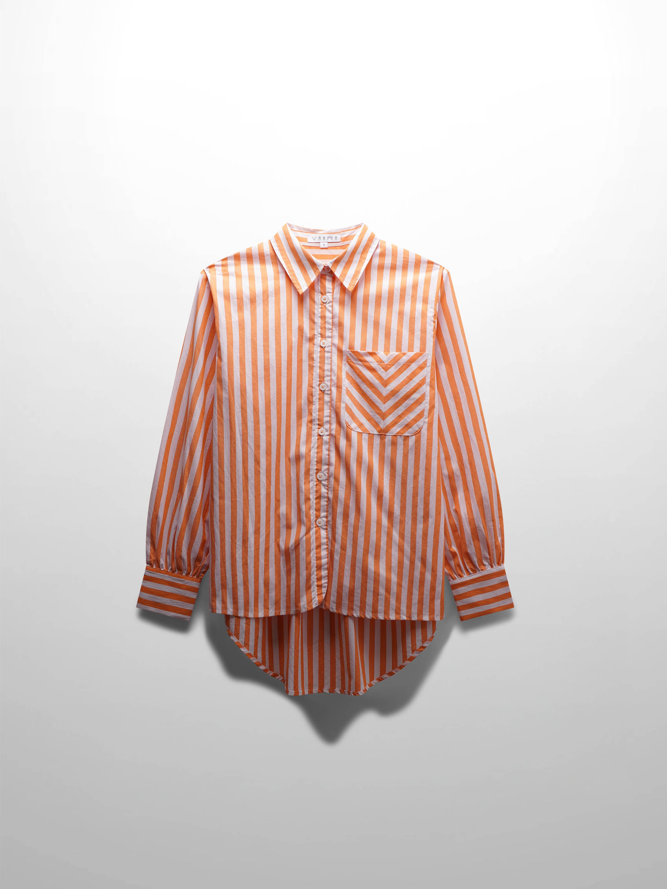 Striped Pocket Cotton Blouse-Orange