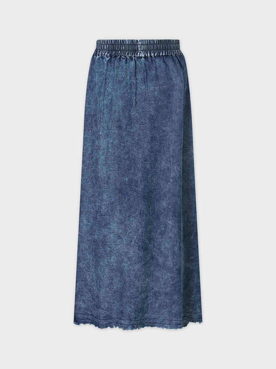 Washed Drawstring Denim Skirt-Blue