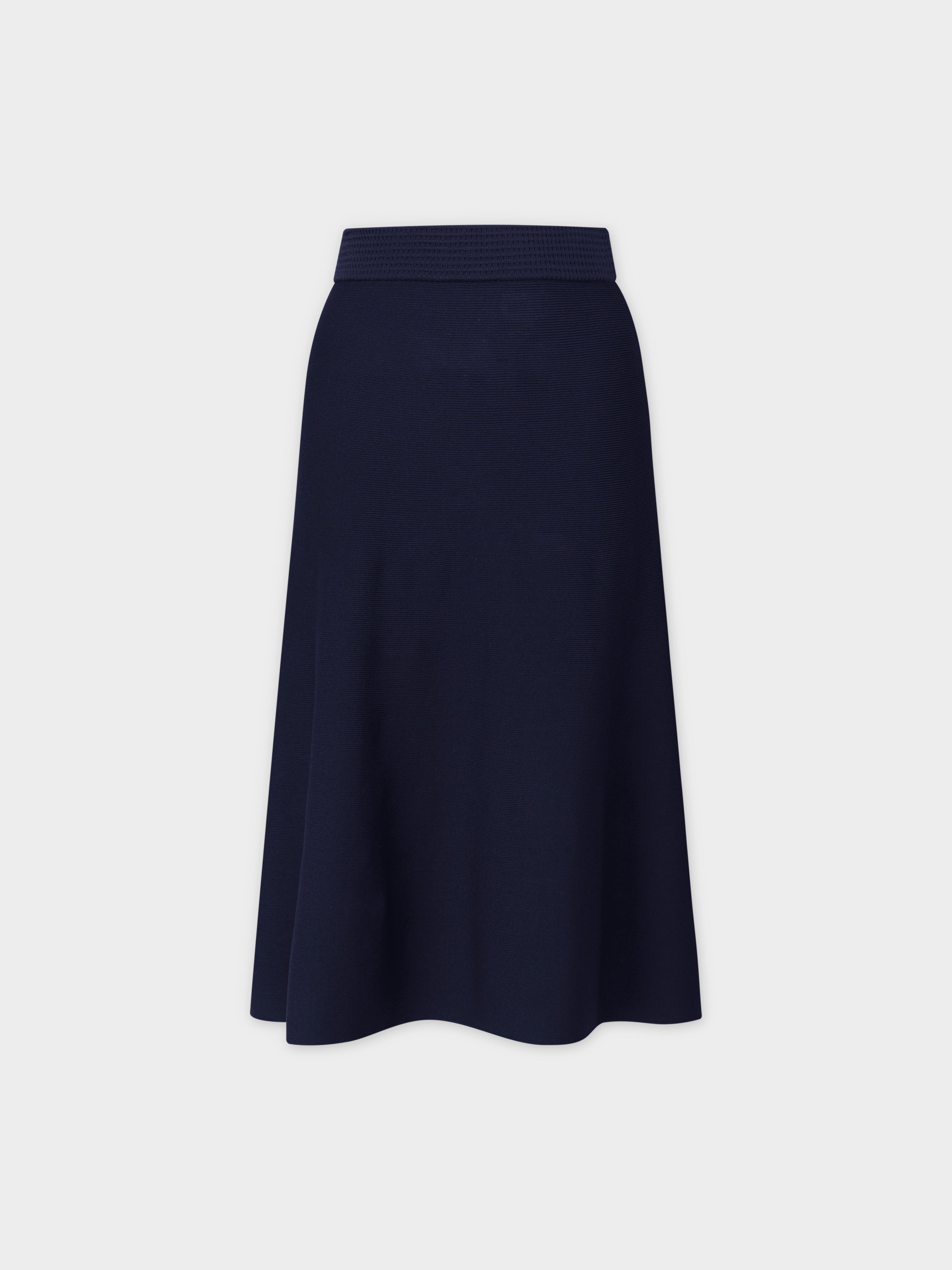 A LINE KNIT SKIRT 26&quot;-NAVY