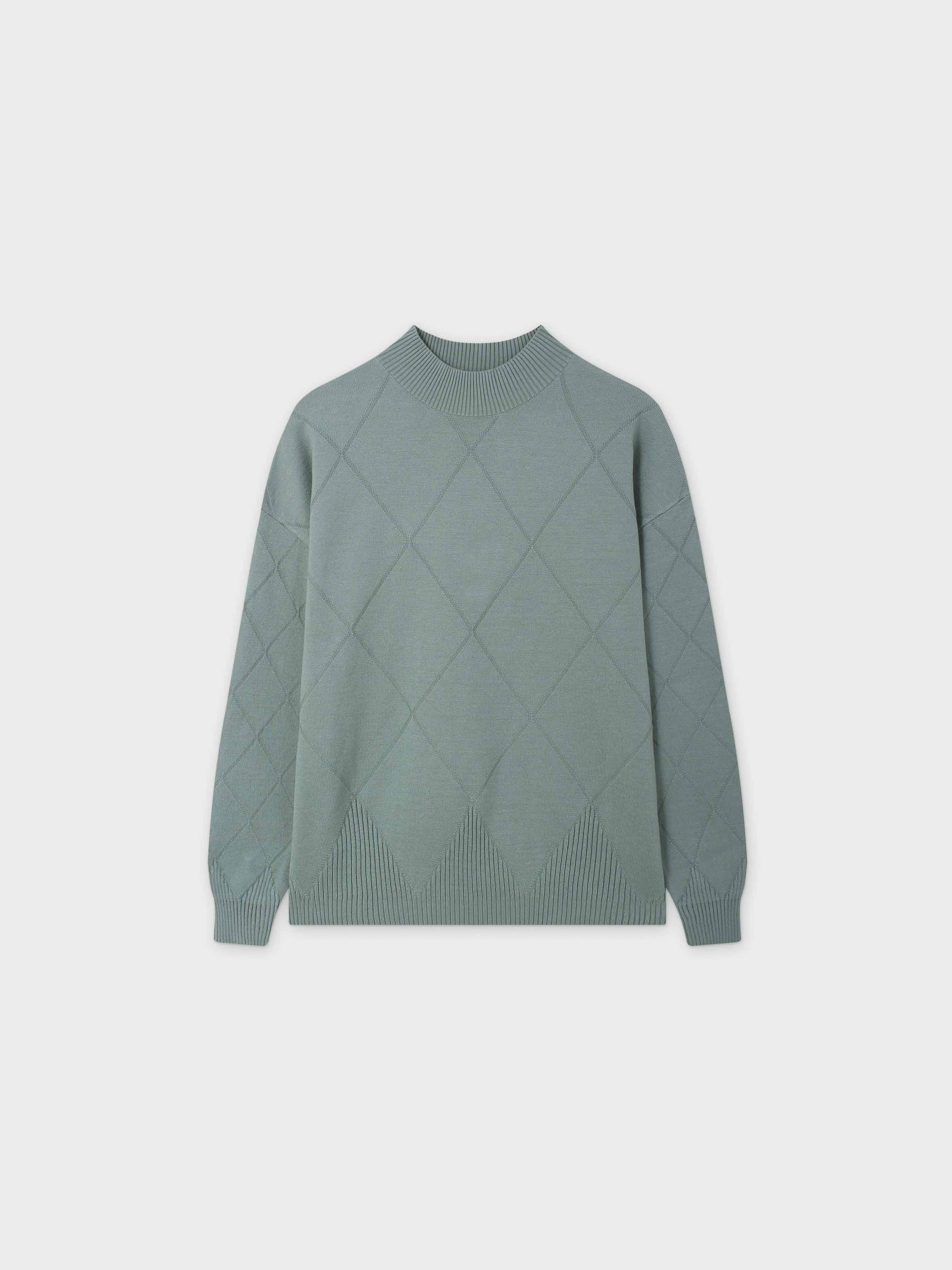 Oversized Diamond Detail Sweater-Seafoam