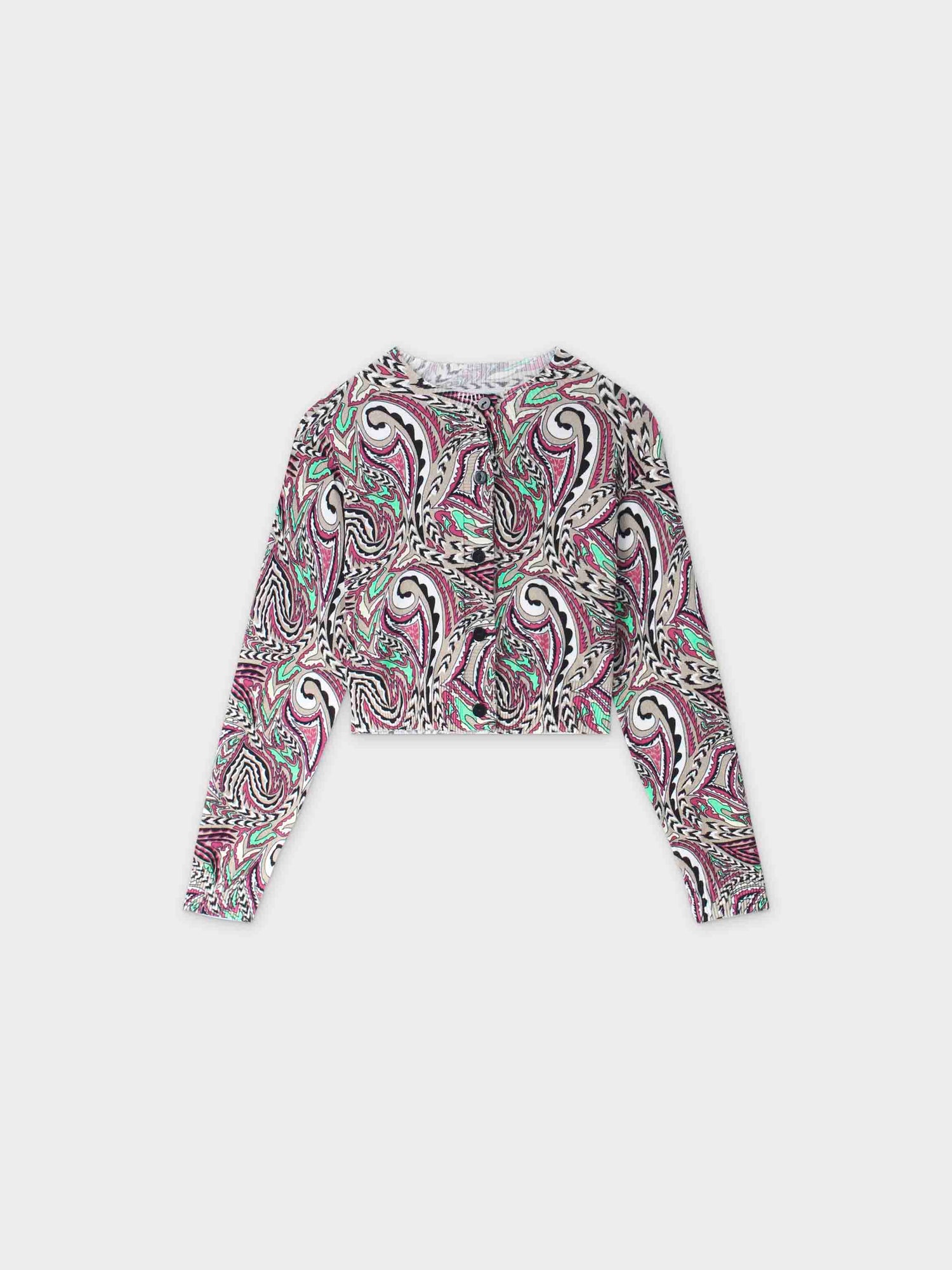 Printed Cardigan-Fuchsia Paisley