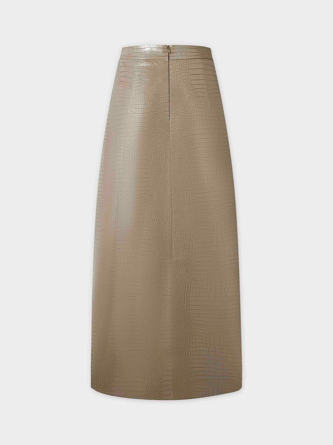 Croc Leather Skirt-Clay