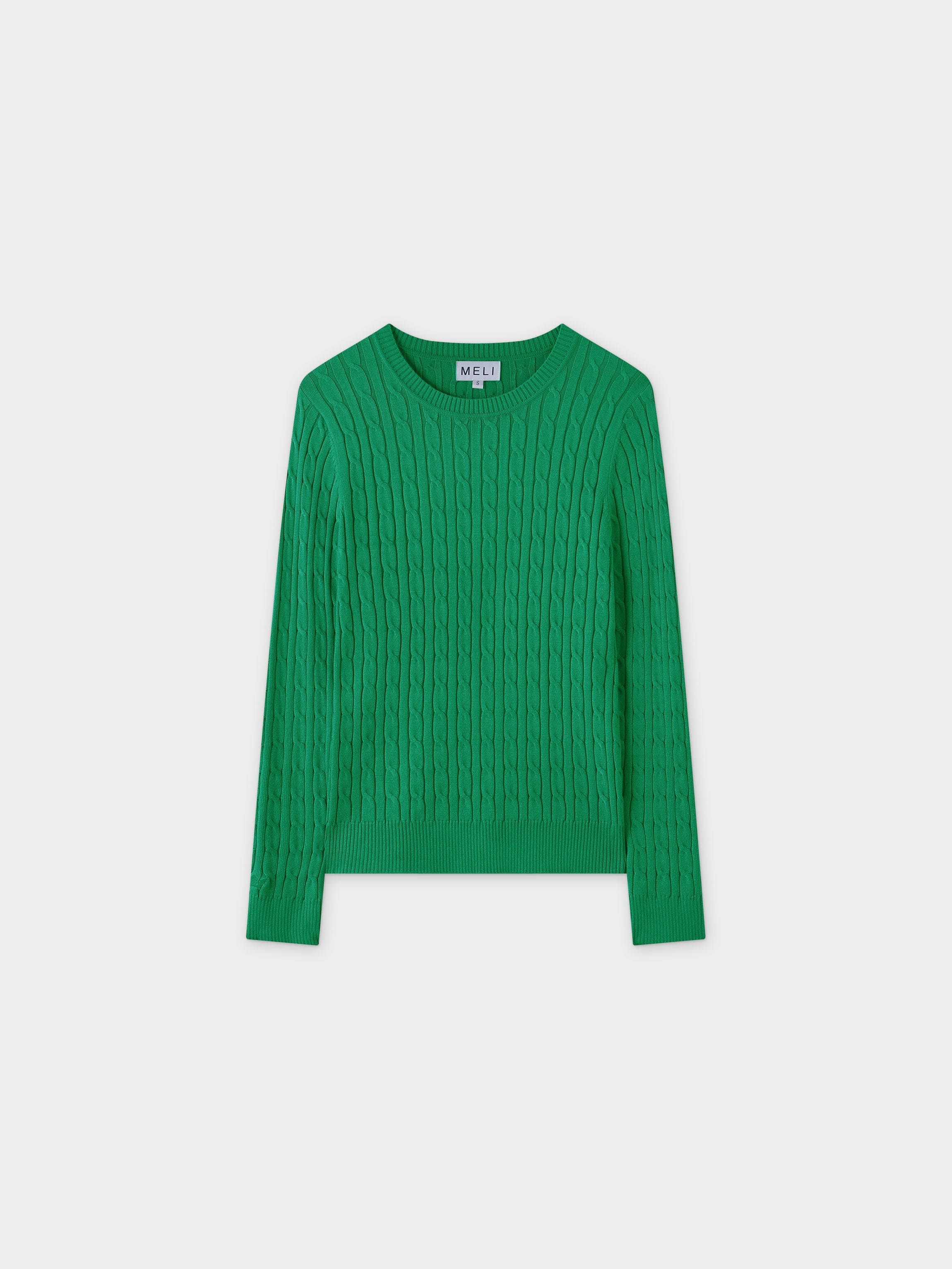 Knit Cable Sweater Kelly Green Fame on Central