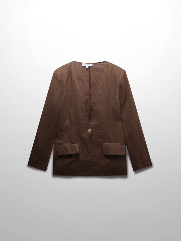 Linen Blazer-Brown