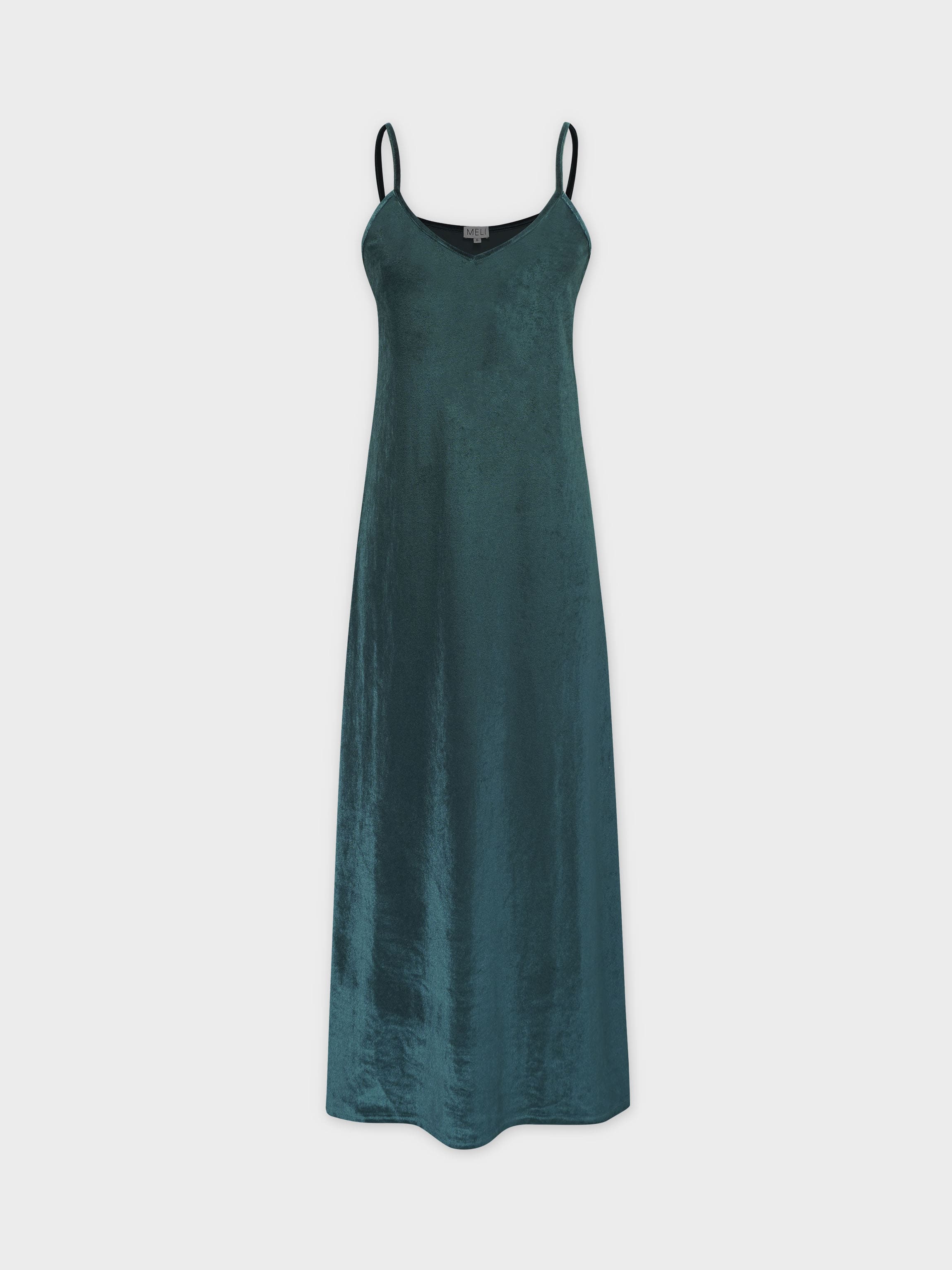 Velour Slip Dress - Emerald Green