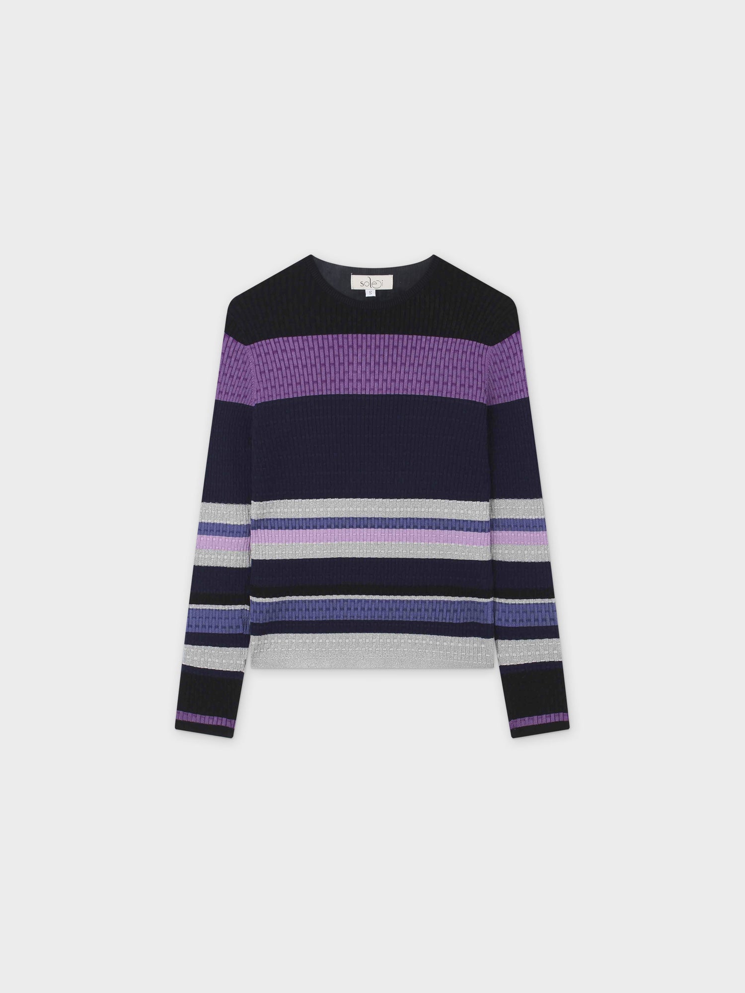 Lurex Stripe Sweater-Purple/Blue