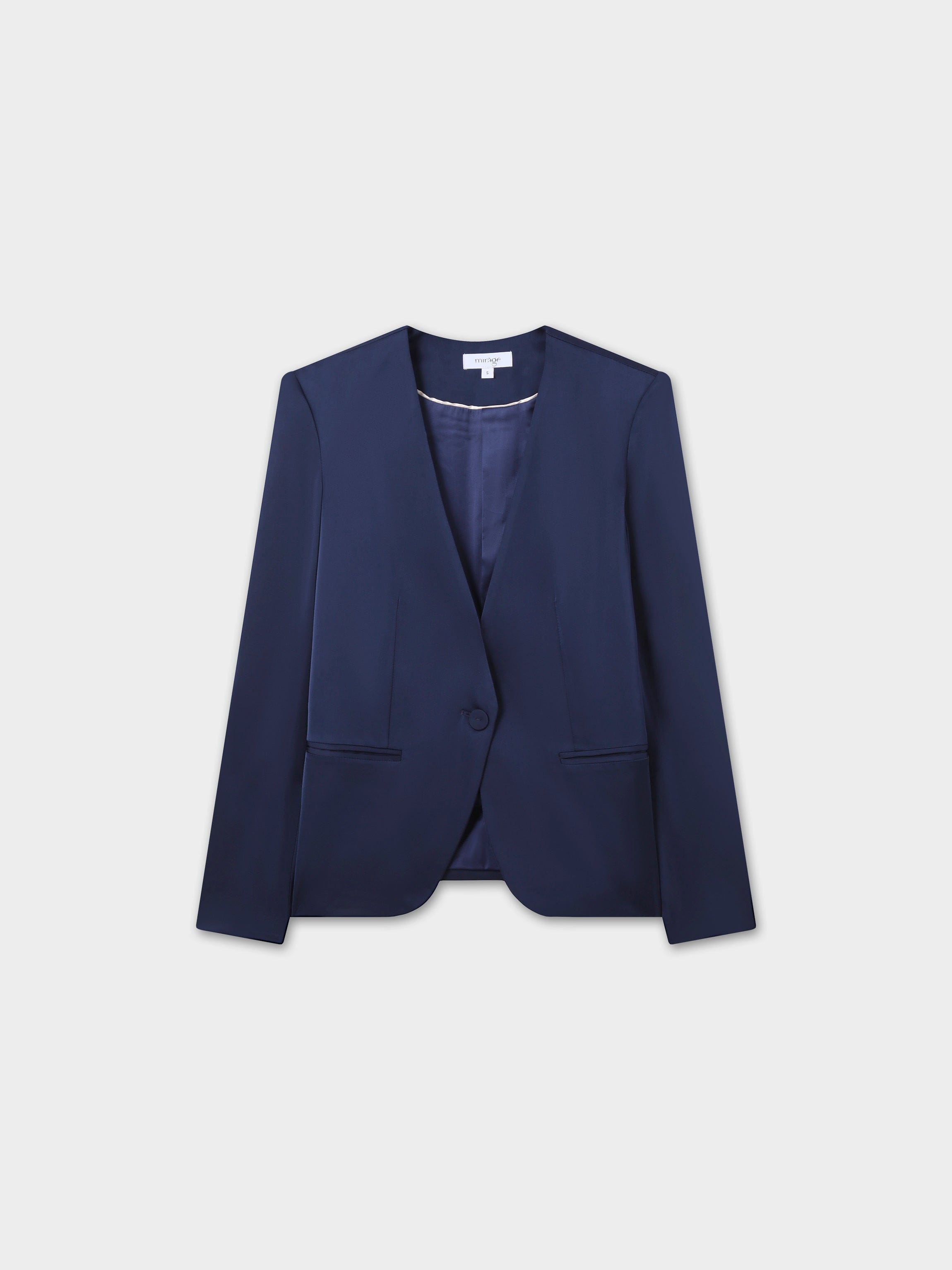 Satin Evening Blazer-Navy