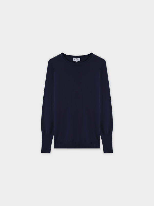 Basic Crew Sweater LS-Dark Navy
