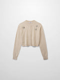 Embellished Cluster Crop Cardigan-Vanilla