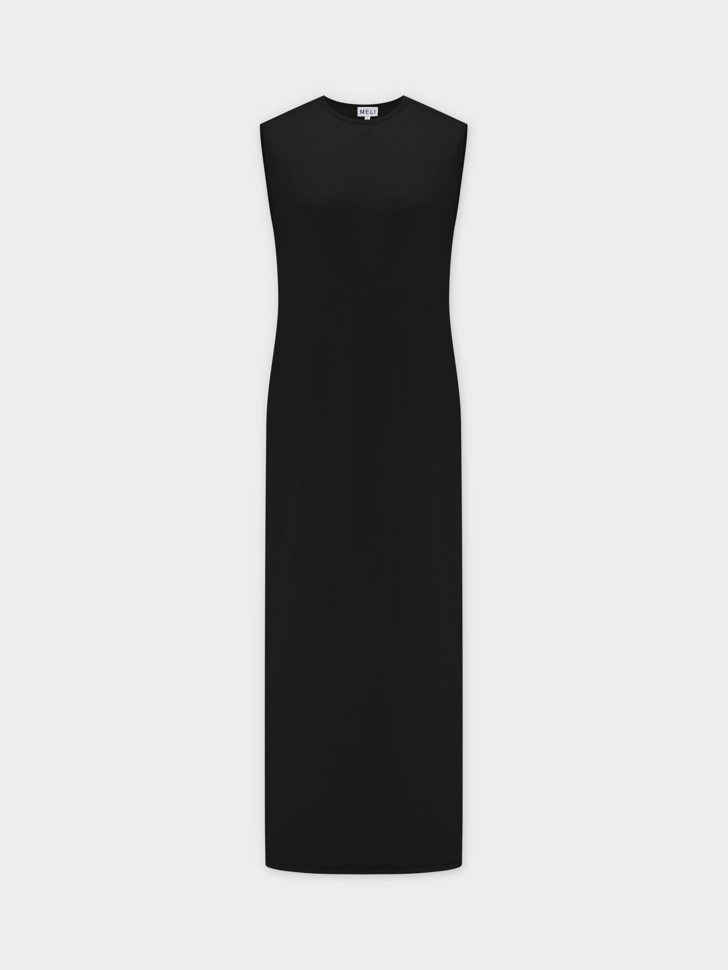 Vestido lencero básico tipo camiseta-Negro