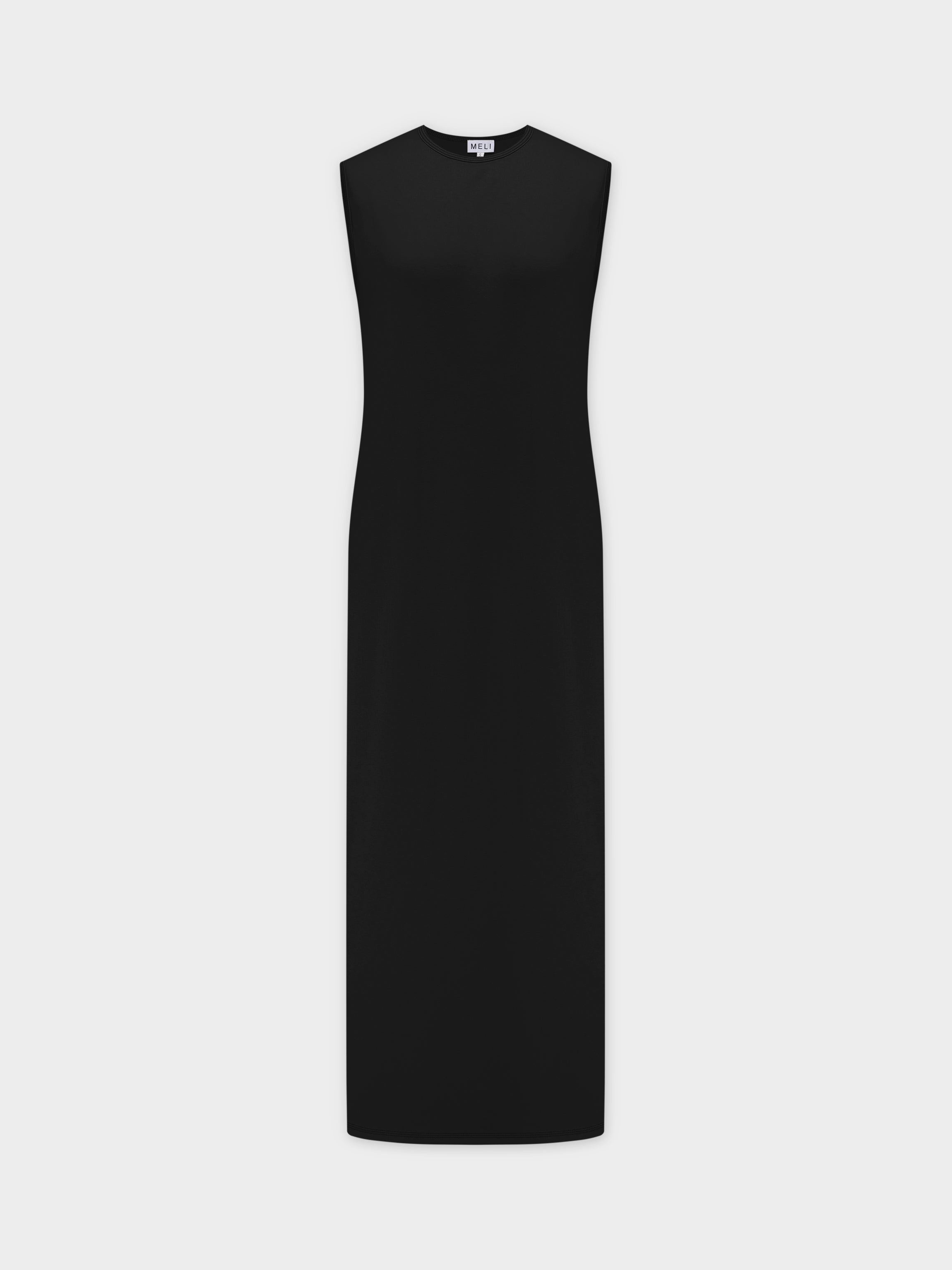 Vestido lencero básico tipo camiseta-Negro