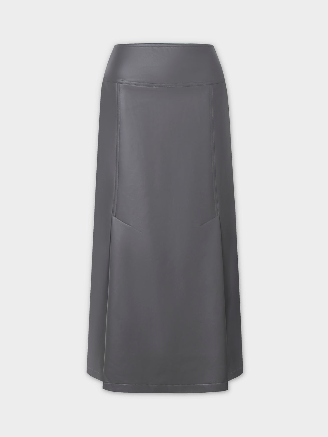 Leather Inverted Pleat Skirt-Grey