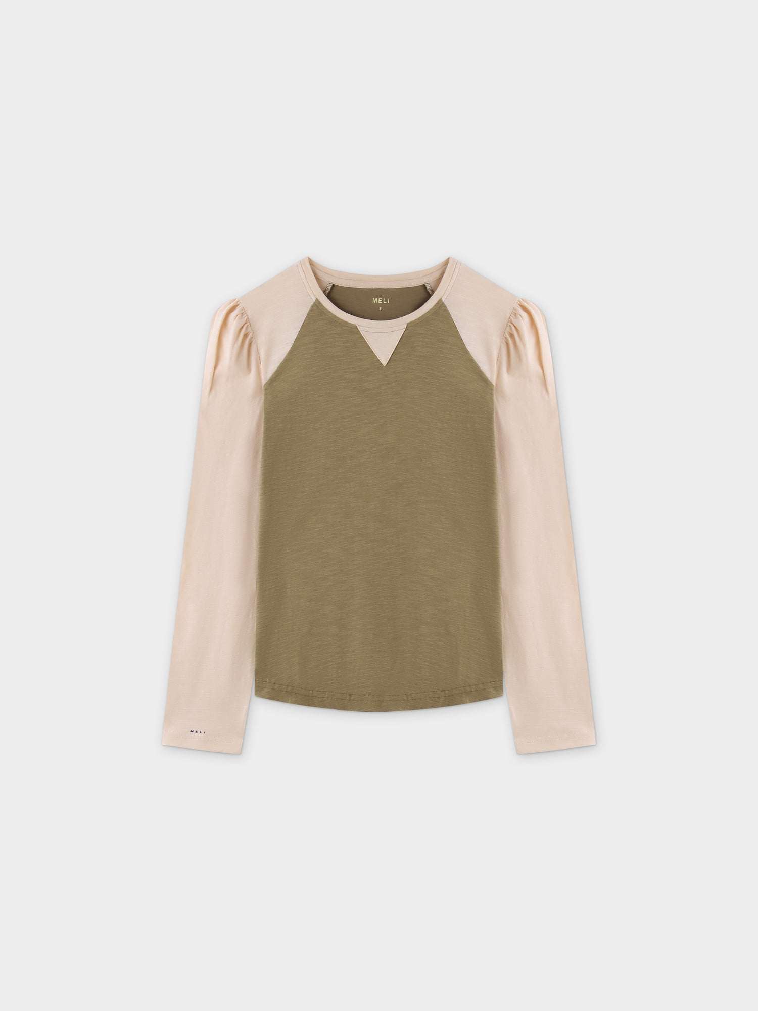 Two Tone Baseball Tee-Olive/Vanilla