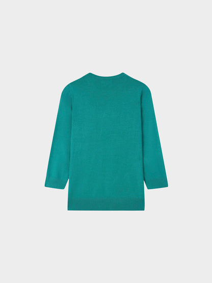 Basic Crew Sweater 3Q-Turquoise