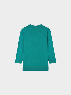 Basic Crew Sweater 3Q-Turquoise