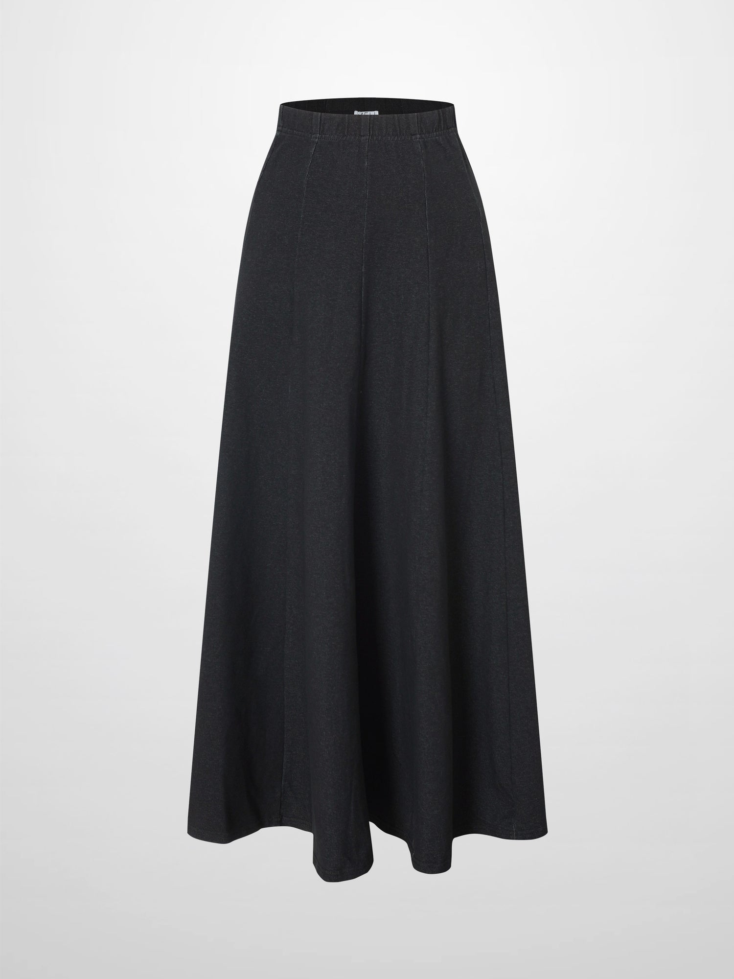 Paneled Flare Skirt 37&quot;-Solid Black