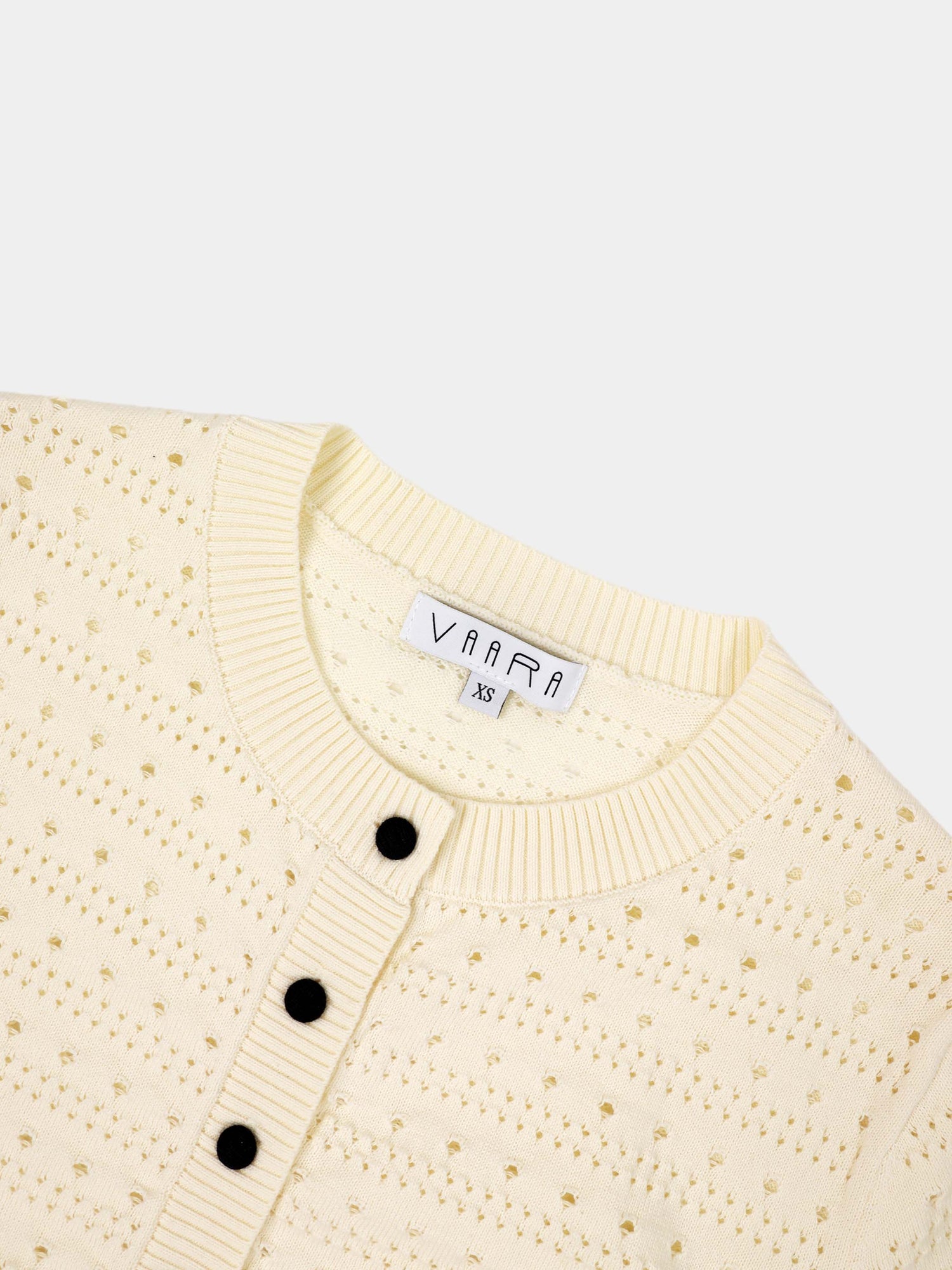Drawstring Crochet Sweater-Cream
