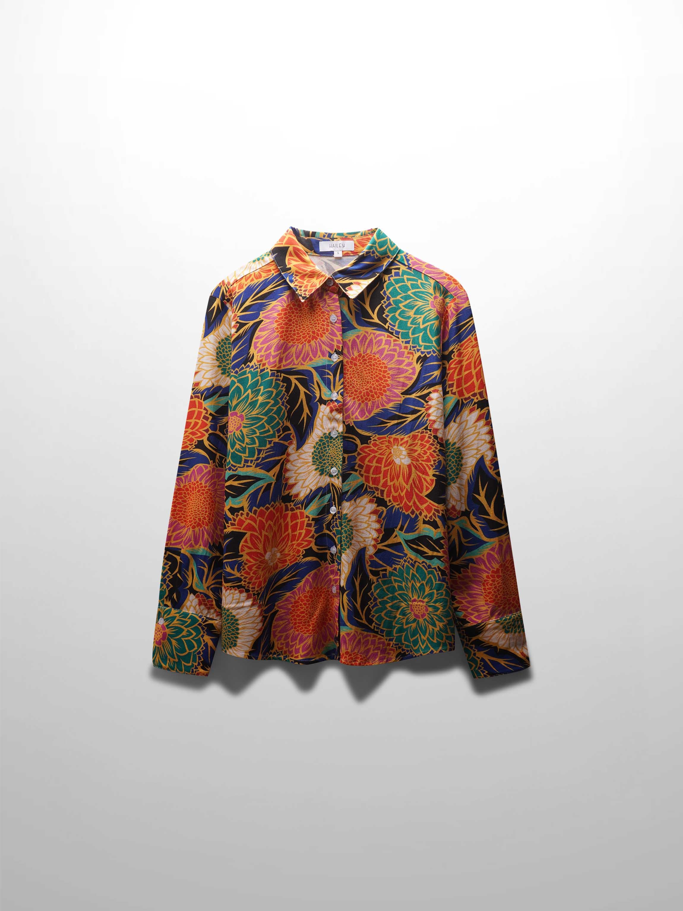 Printed Linen Blend Blouse-Happy Garden