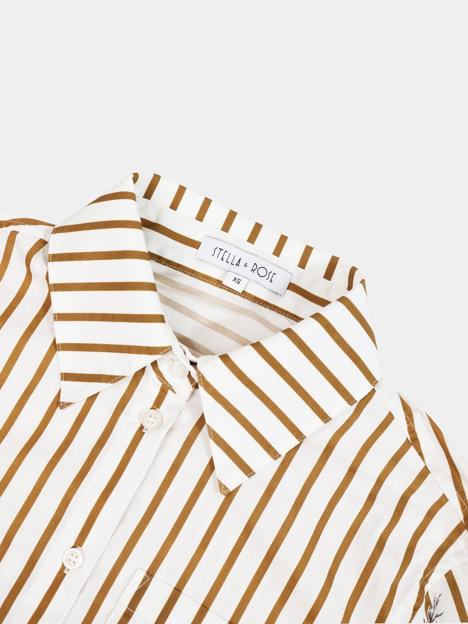 3/4 Sleeve Printed Blouse-Cream/Brown Stripe
