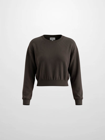 Lightweight Crop Sweatshirt - Brown