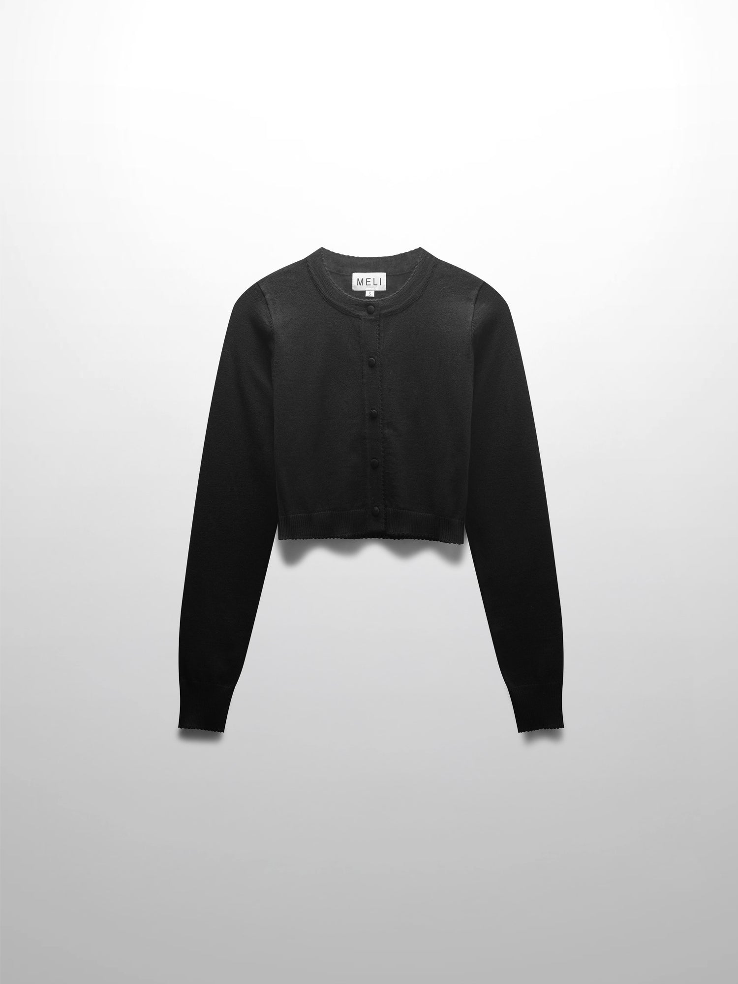 Trim Detail Crew Crop Cardigan-Black