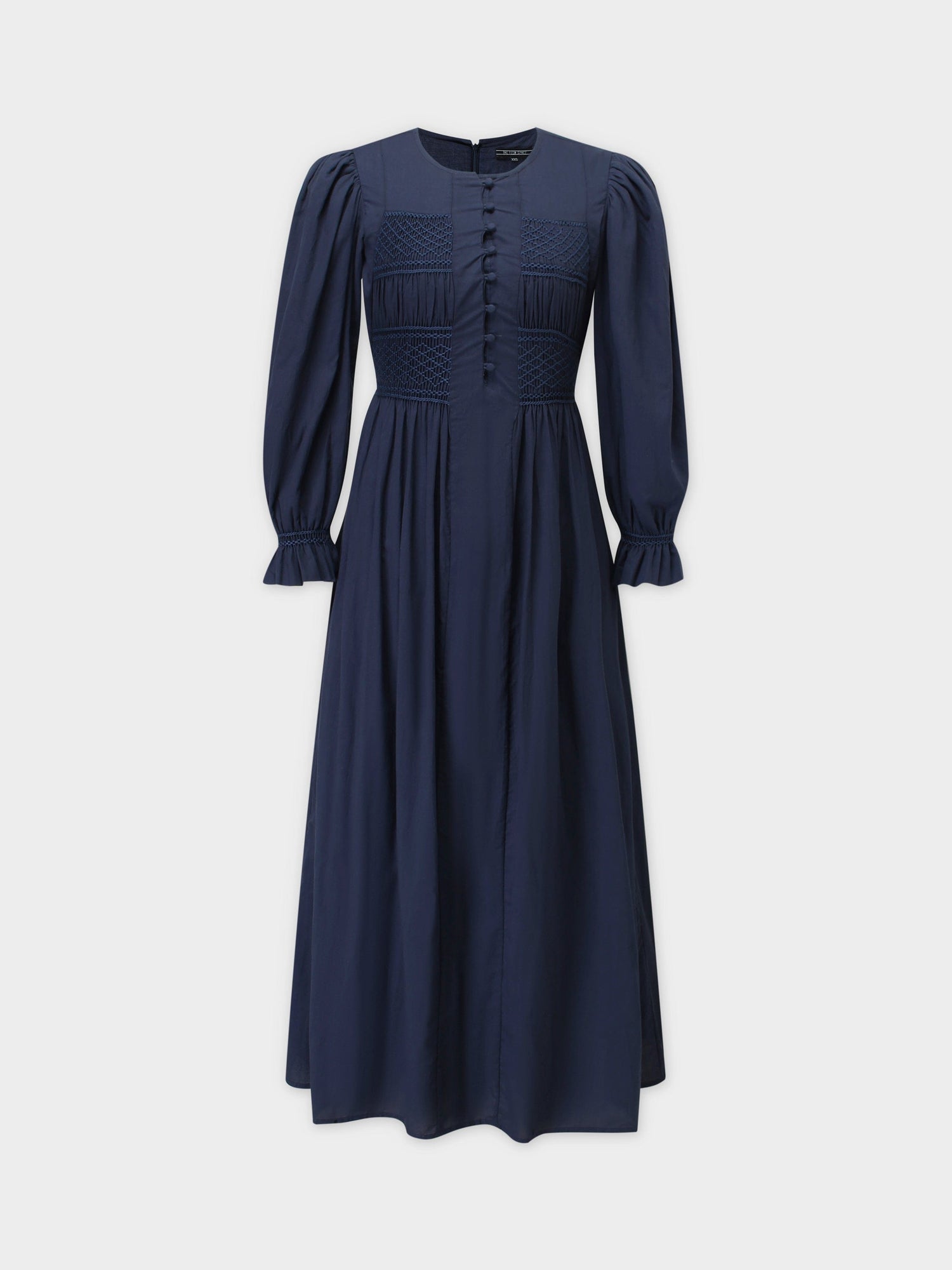 Smocked Dress-Navy Blue