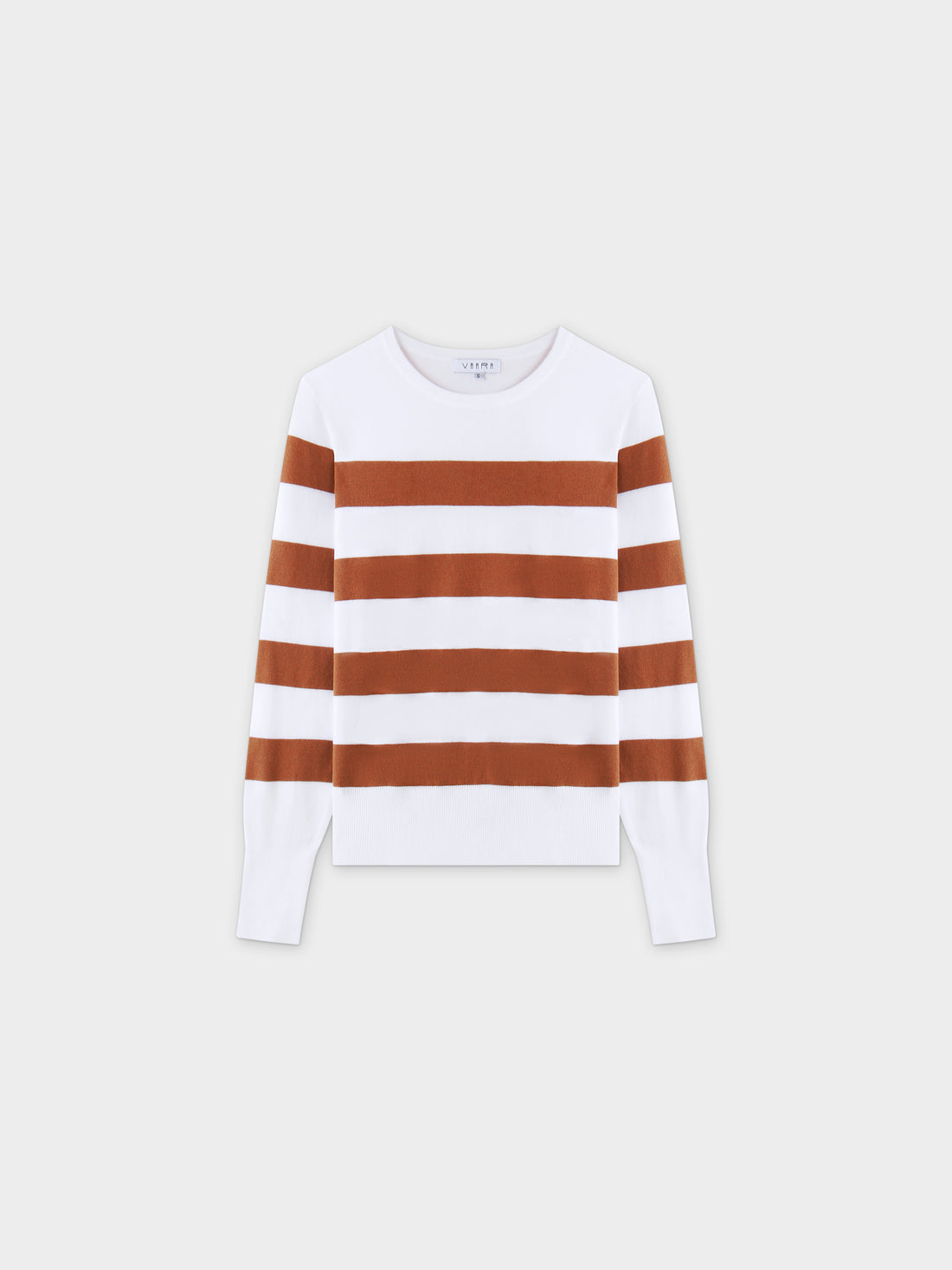 Striped Cotton Sweater-Brown