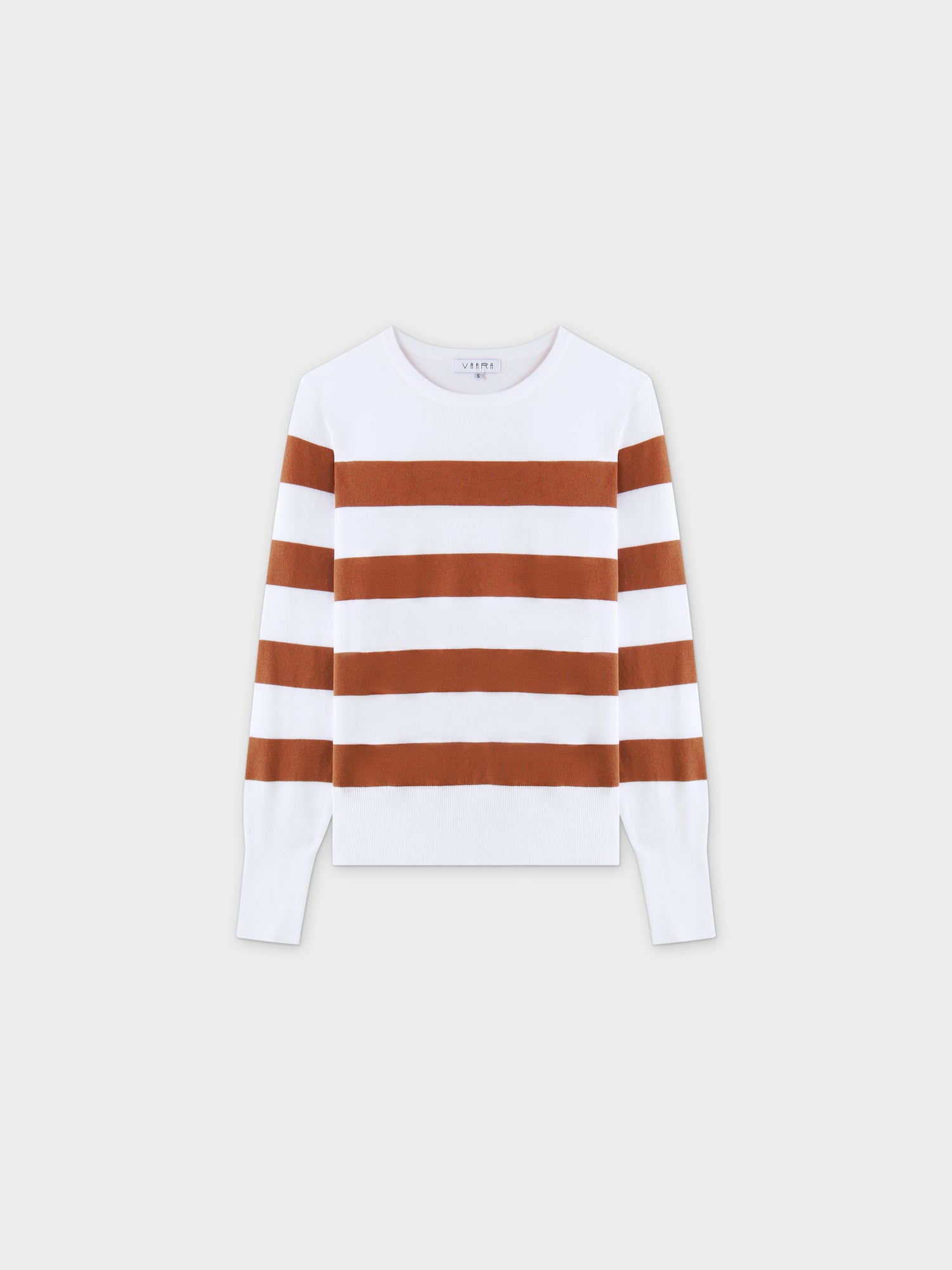 Striped Cotton Sweater-Brown