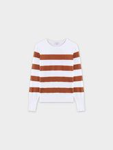 Striped Cotton Sweater-Brown