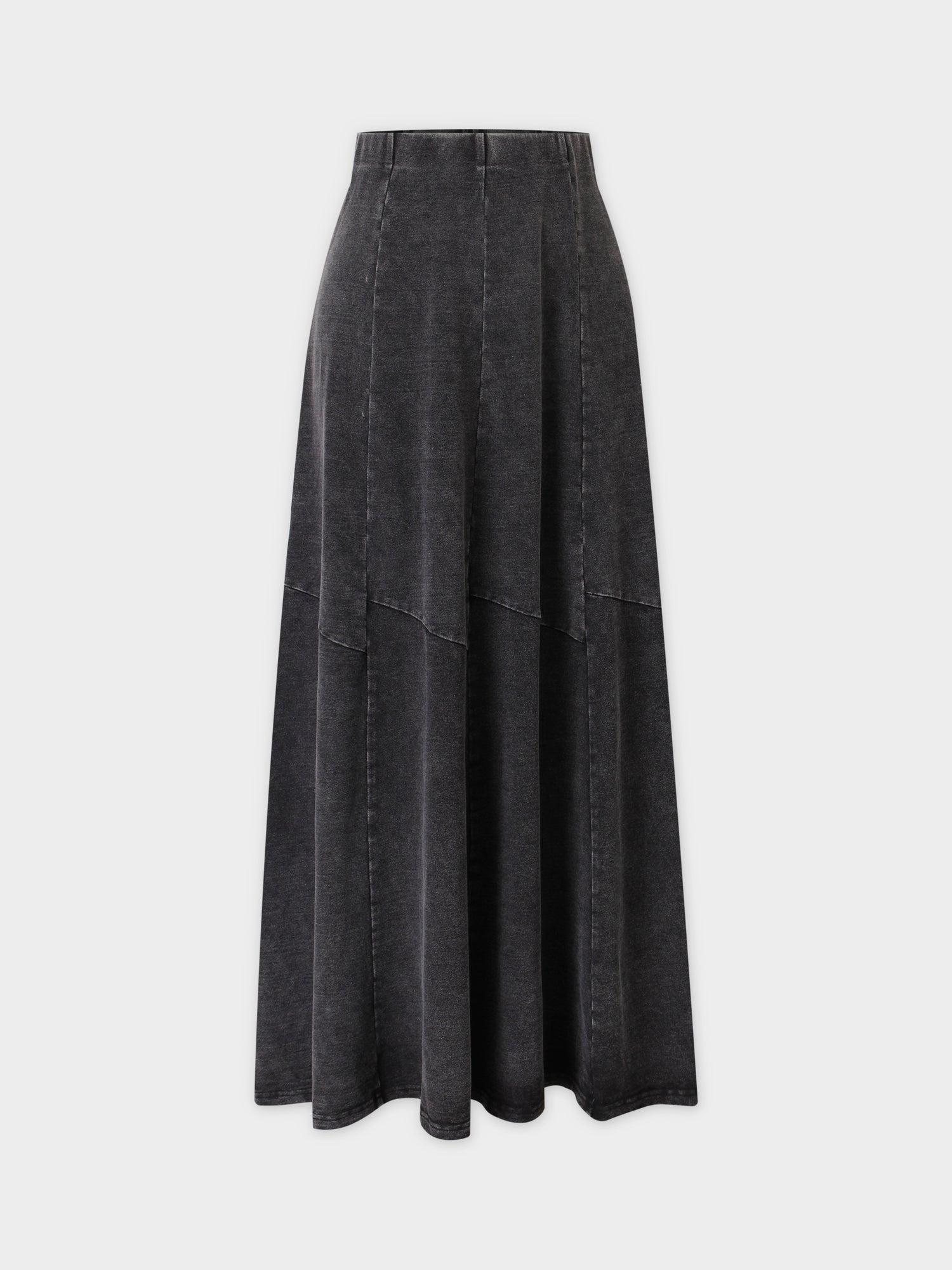 Washed T-Shirt Trumpet Skirt-Black