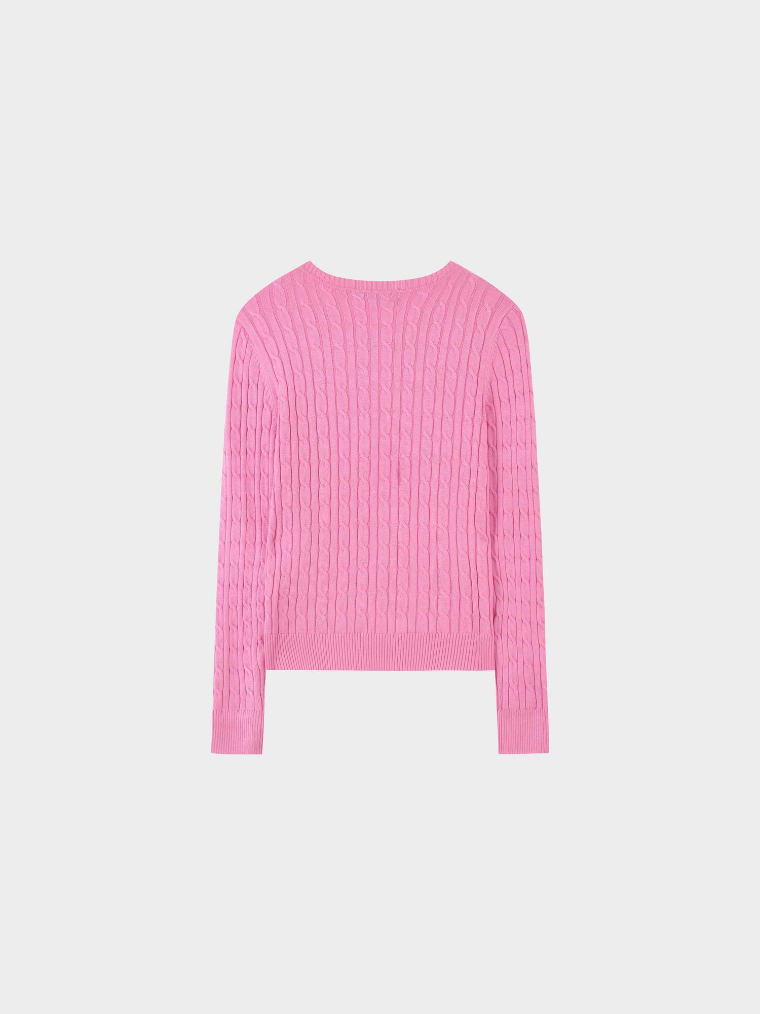 Knit Cable Sweater-Bubble Gum Pink