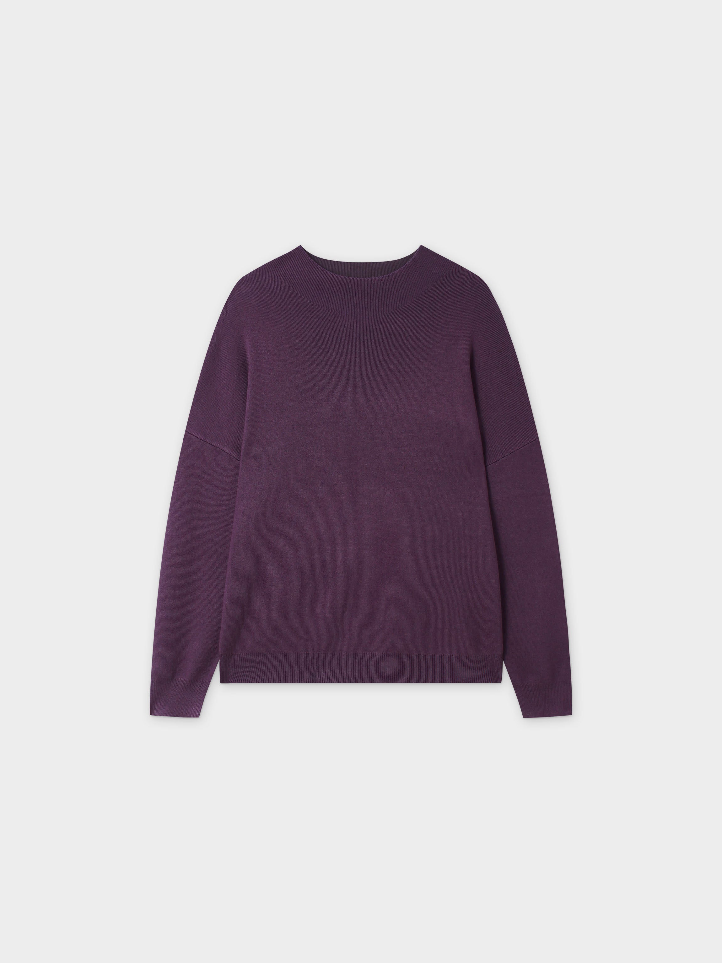 Oversized Soft Knit Sweater-Eggplant