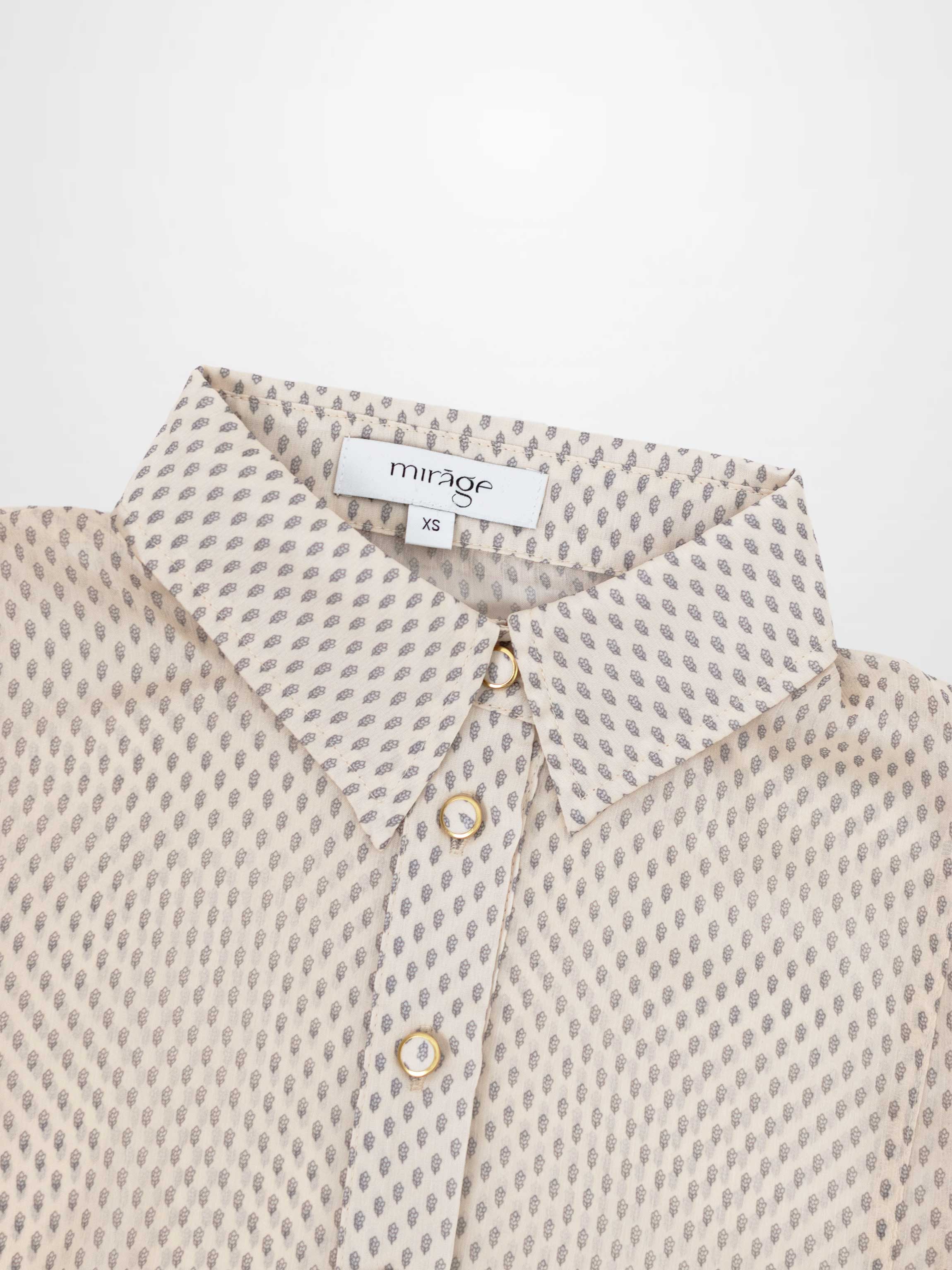 Princess Style Printed Blouse-Cream