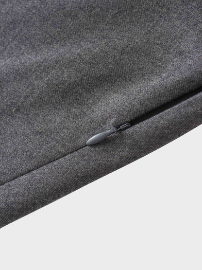Basic A-Line Seamed Short Skirt-Grey