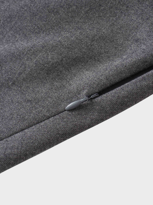 Basic A-Line Seamed Short Skirt-Grey