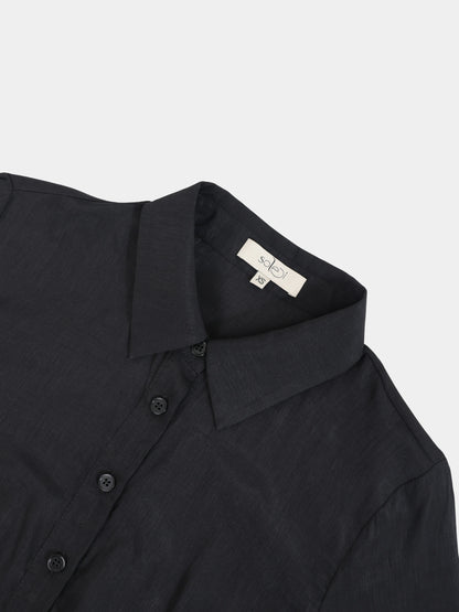 Prairie Bottom Shirt Dress-Black