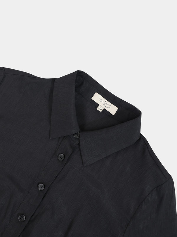 Prairie Bottom Shirt Dress-Black