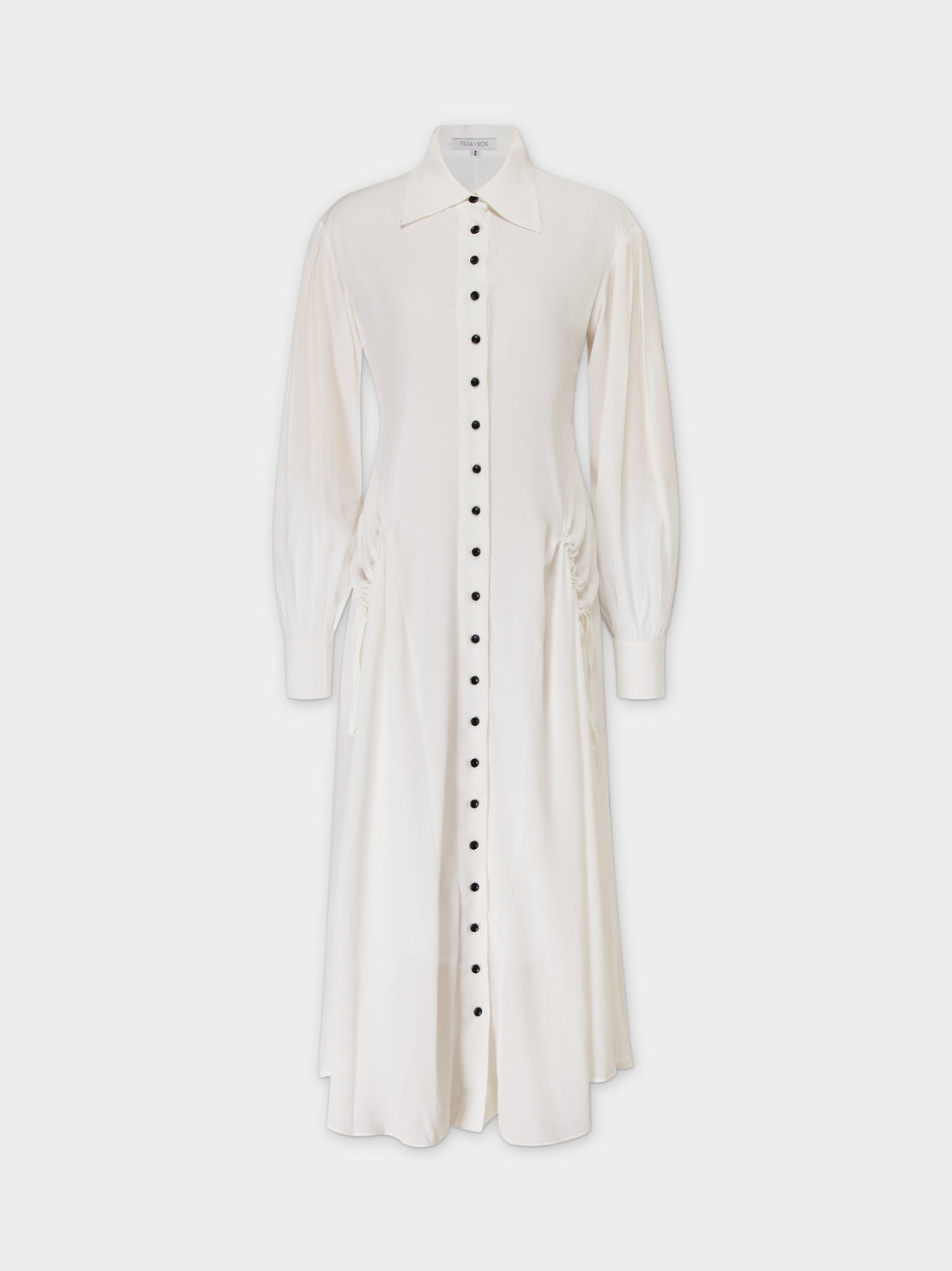 Shirred Pocket Dress-White