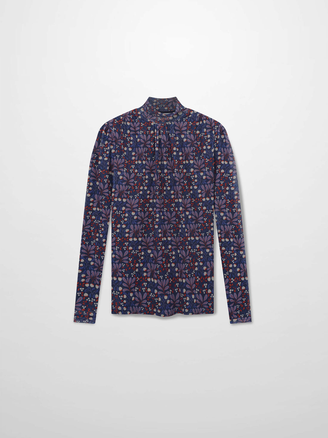 Mesh Mock Neck Top-Lilac Flower