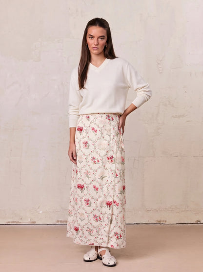 High V Lightweight Sweater-Ivory