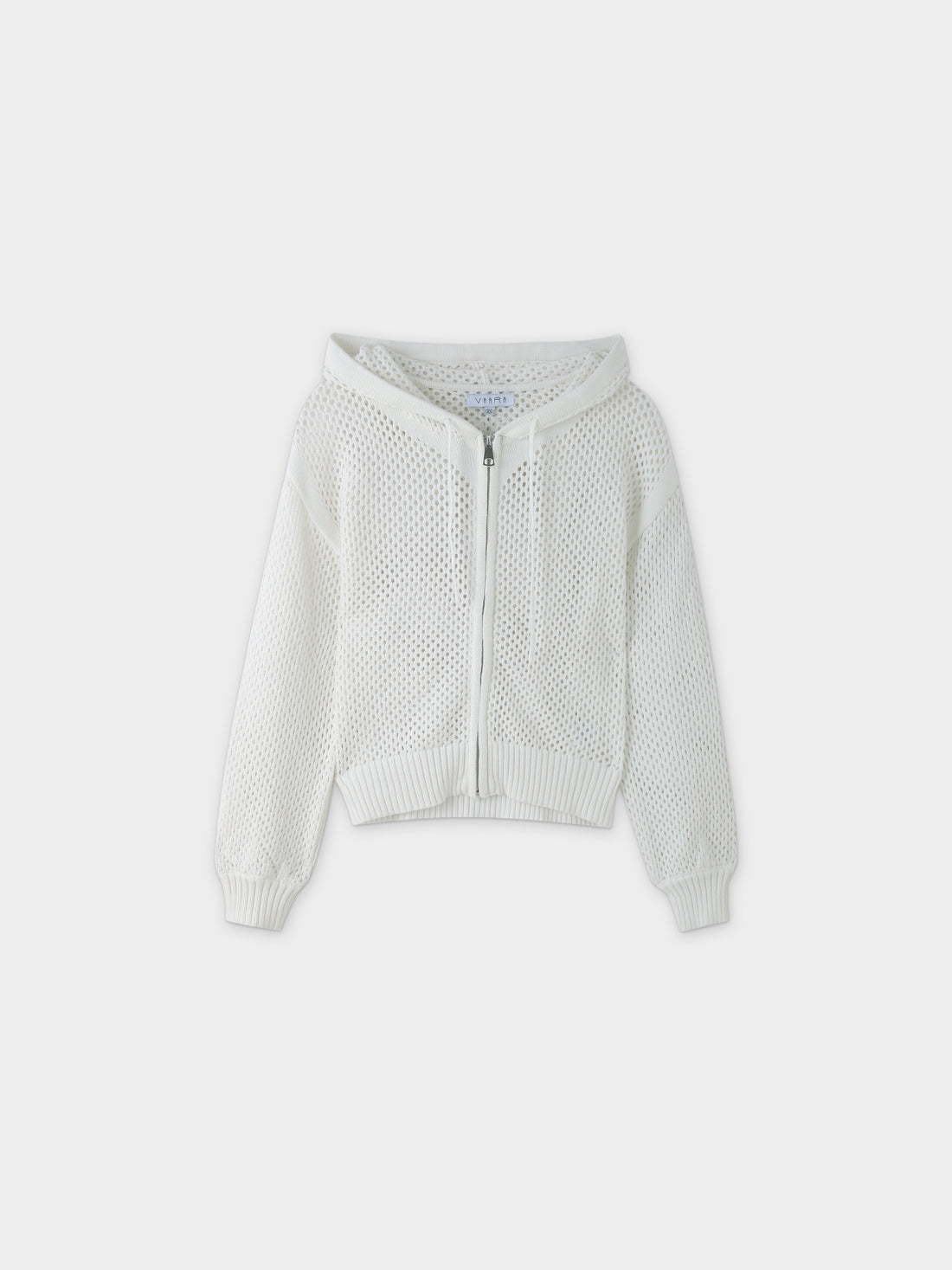 Zip Up Crochet Hoodie-White