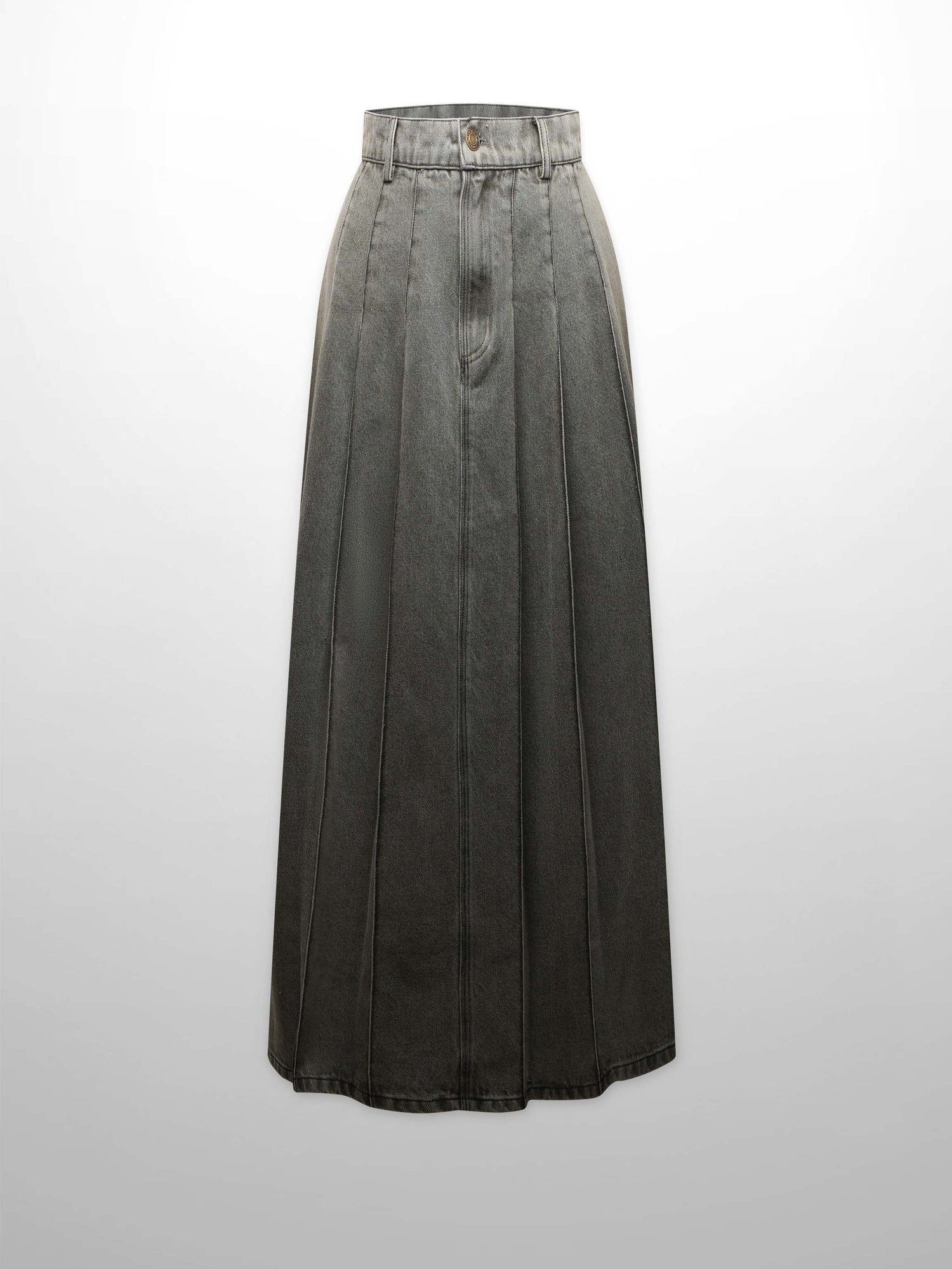 Stitched Pleated Skirt-Grey