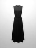 Stitched Down Pleated Jumper-Black