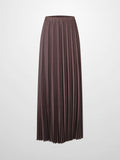 Thin Pleated Skirt-Dark Brown