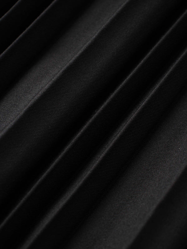 Mix Pleat Skirt-Black