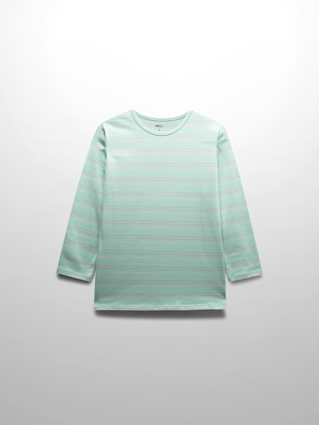 Flat Striped Crew Tee 3Q-Mint